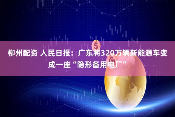 柳州配资 人民日报：广东将320万辆新能源车变成一座“隐形备用电厂”